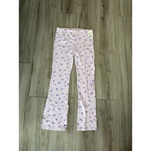 DKNY Leggings Pants Girls 10/12 Lilac Purple All Over Butterfly Print Lounge